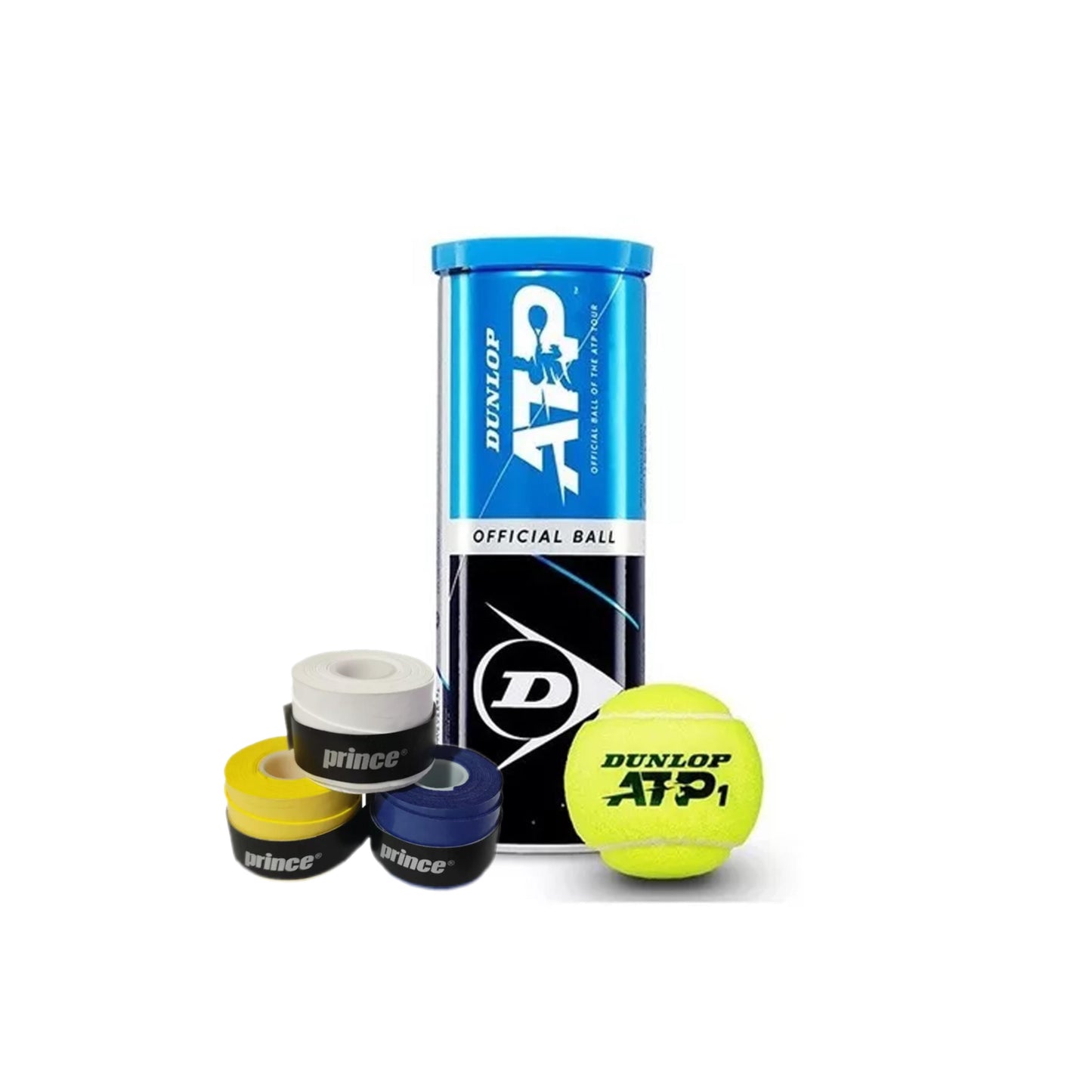 PACK 3 | 1 Tarro pelotas Dunlop ATP + 3 Overgrip Prince + bolsa de regalo Spin Sports