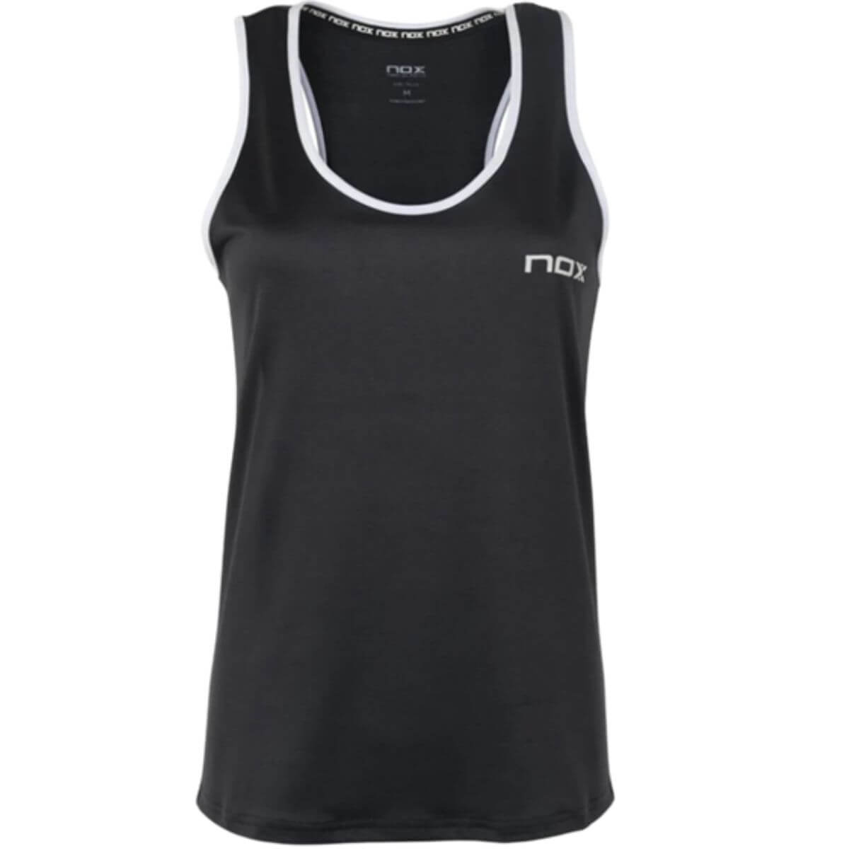 Polera Nox Tirantes Mujer Negro Logo Blanco